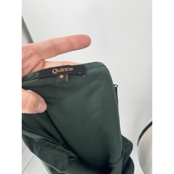 Quince Forest Green Washable Silk V Neck Midi Slip Dress Women's Small - Picture 10 of 13